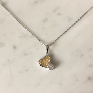Sterling silver 2 hearts pendant necklace